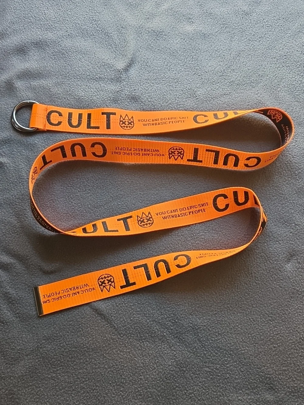 cult gaia Bright Orange Branded Webbing Belt with Metal Ring
